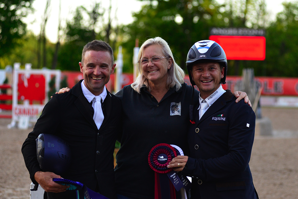 Martha Younger (middle) from BDF Equestrian with Alberto Michan (right) and Hyde Moffatt (left)