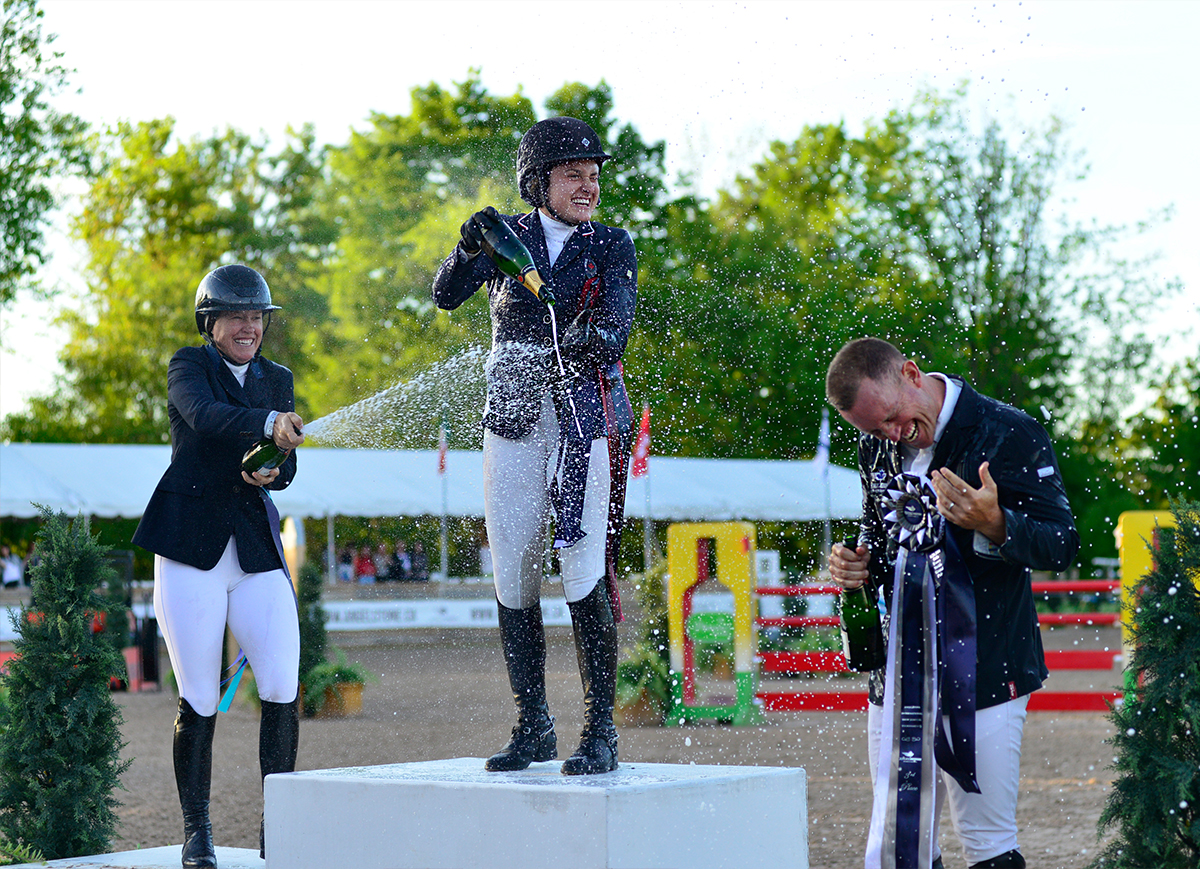 Taittinger Champagne Shower - Carly Campbell-Cooper (left), Veronica Bot (middle), Keean White (right)